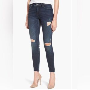 Blank NYC Ripped Ankle Skinny Jeans Modern Vice Dark Blue distressed cropped